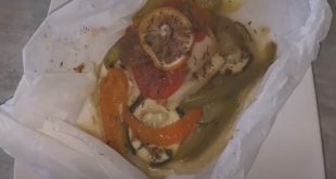 Touladi aux légumes en papillote et sauce au porto