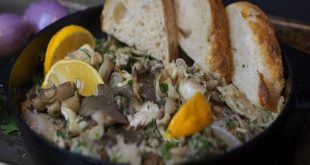 Huîtres chaudes au vin blanc aux champignons