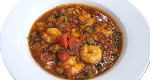 Ragoût de crevettes aux algues main de mer palmée