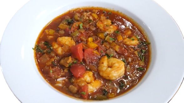 Ragoût de crevettes aux algues main de mer palmée