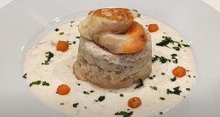 Mousseline de pétoncle à la crème de corail