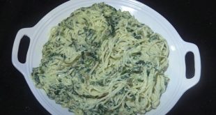 Nouilles aux épinards et à l’ail avec une sauce