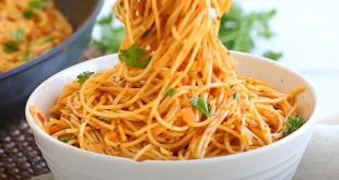 Pâtes Cheveux d’ange avec une sauce aux piments rouges