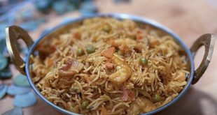 Ragoût de pâtes cheveux d’ange avec des crevettes