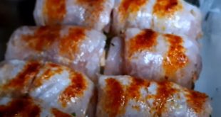Rouleaux de poisson nappés de sauce au Crabe